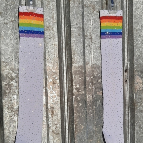 Rainbow Rhinestone Thigh High socks - Picture 15 of 17